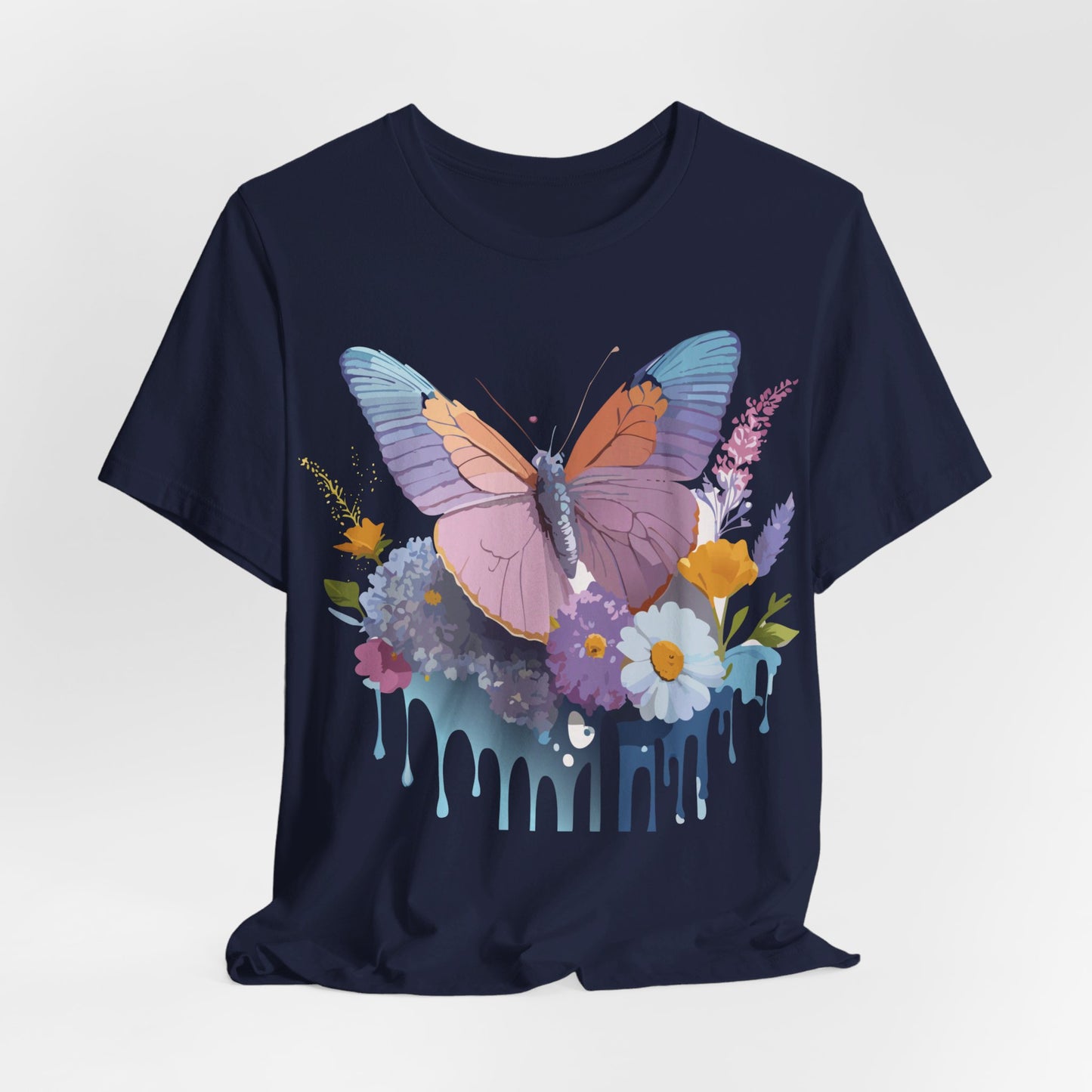 Natural Cotton Tee Shirt with Butterfly