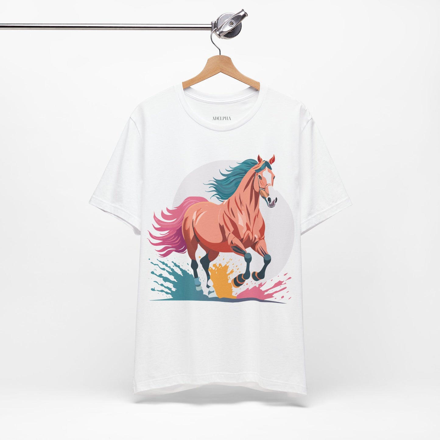 Natural Cotton Tee Shirt with Horse