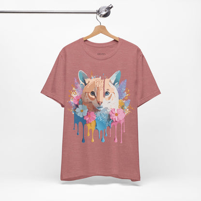 Natural Cotton Tee Shirt with Cat Printify