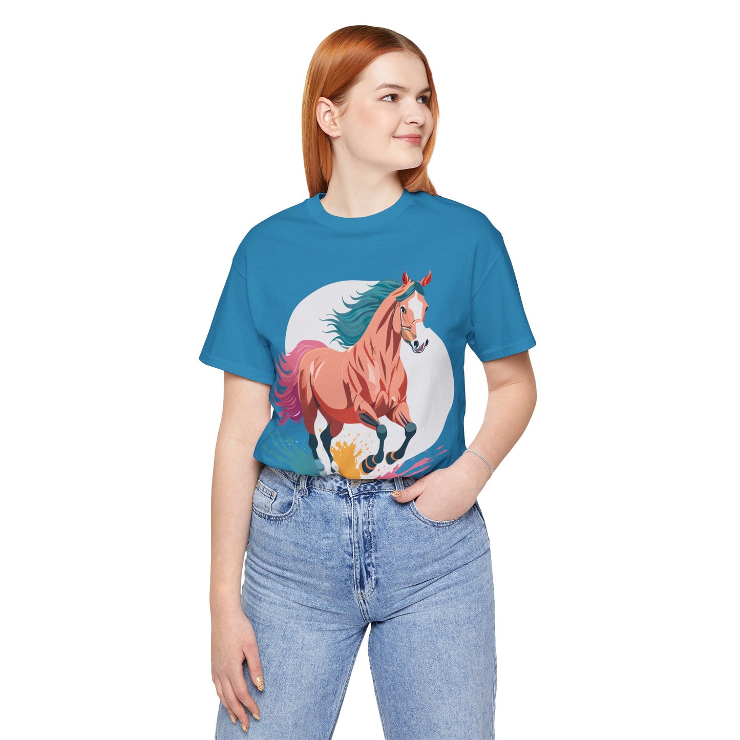 Natural Cotton Tee Shirt with Horse