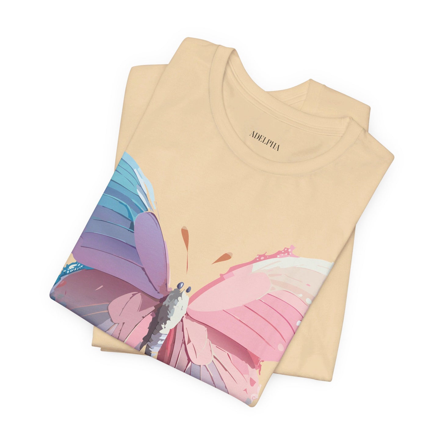 Natural Cotton Tee Shirt with Butterfly