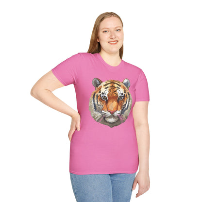 Tiger Print Unisex T Shirt Softstyle 64000 Gildan Ring Spun Cotton Tee