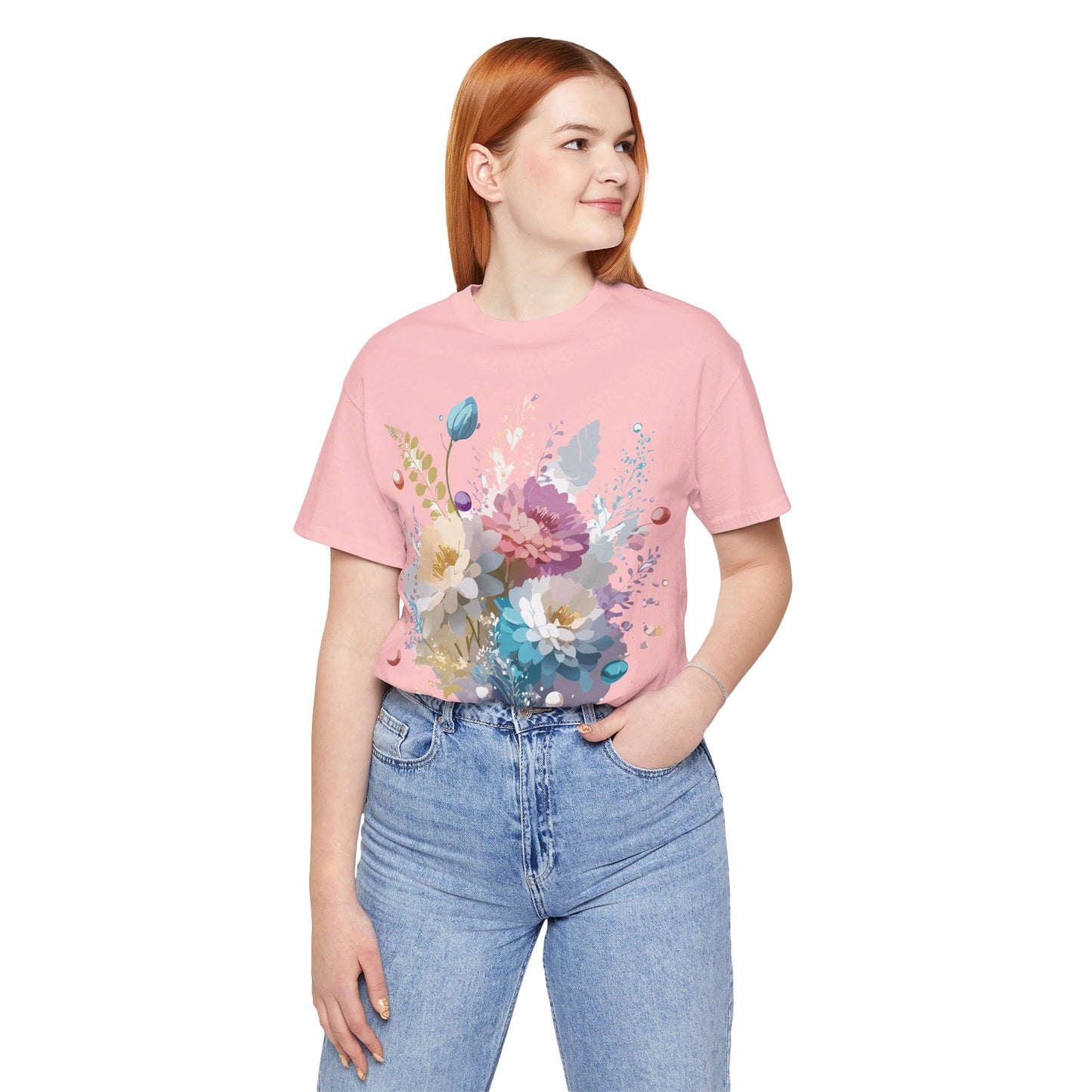 T-Shirt aus natürlicher Baumwolle mit Blumen