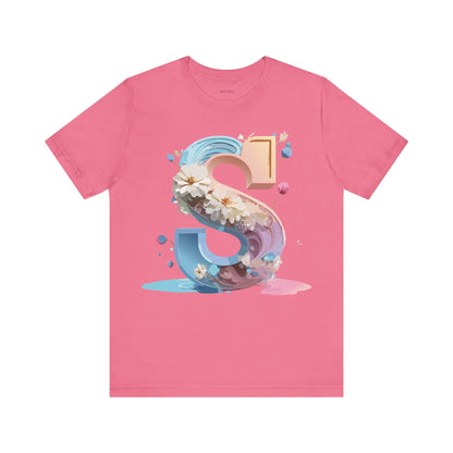 Natural Cotton Tee Shirt - Letters Collection - S Printify