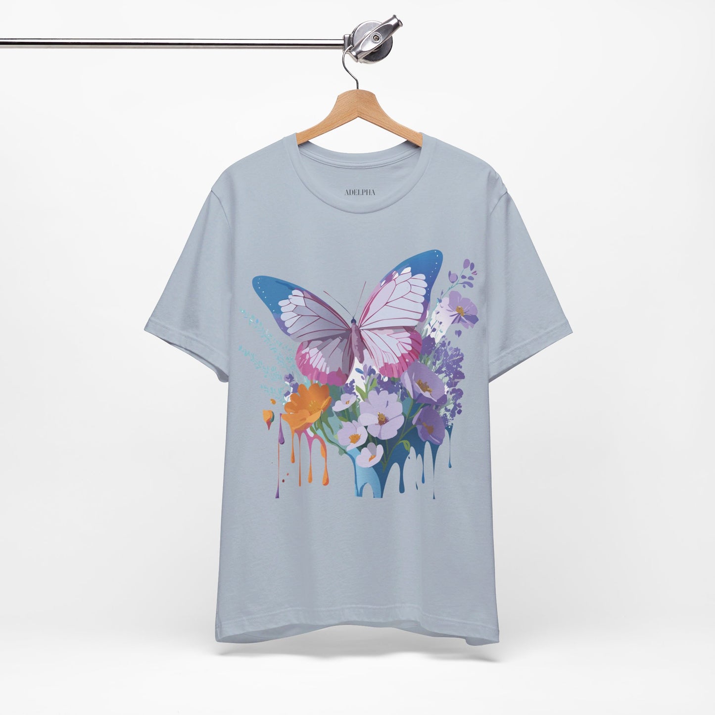 Natural Cotton Tee Shirt with Butterfly