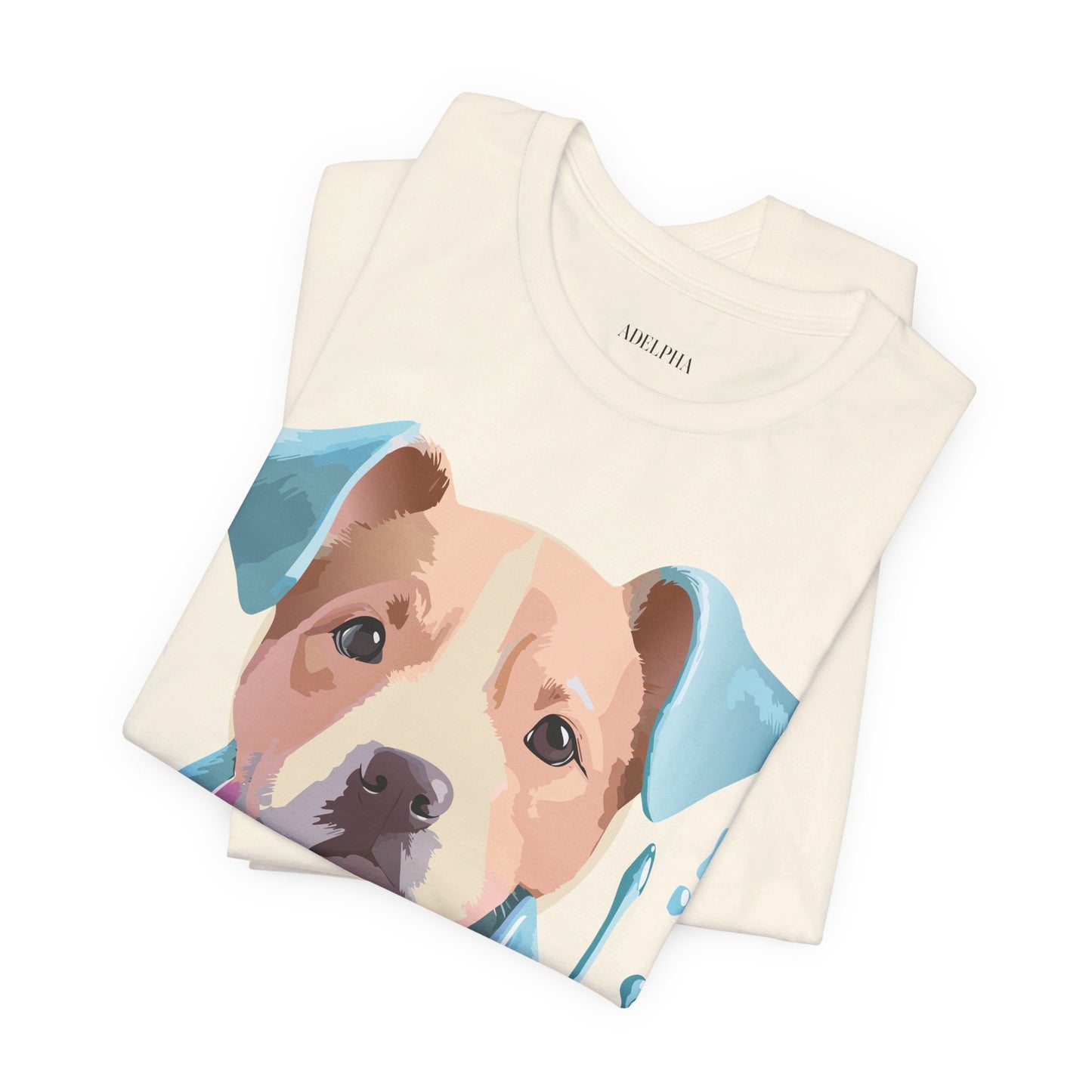 Natural Cotton Tee Shirt with Dog