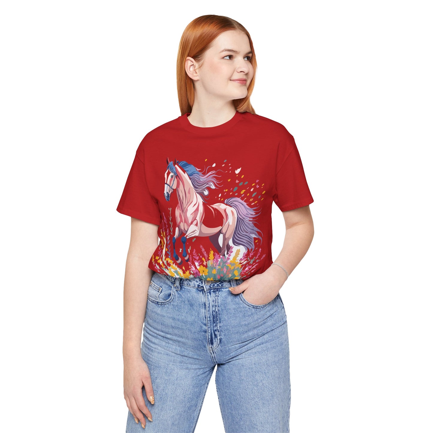 Natural Cotton Tee Shirt with Horse