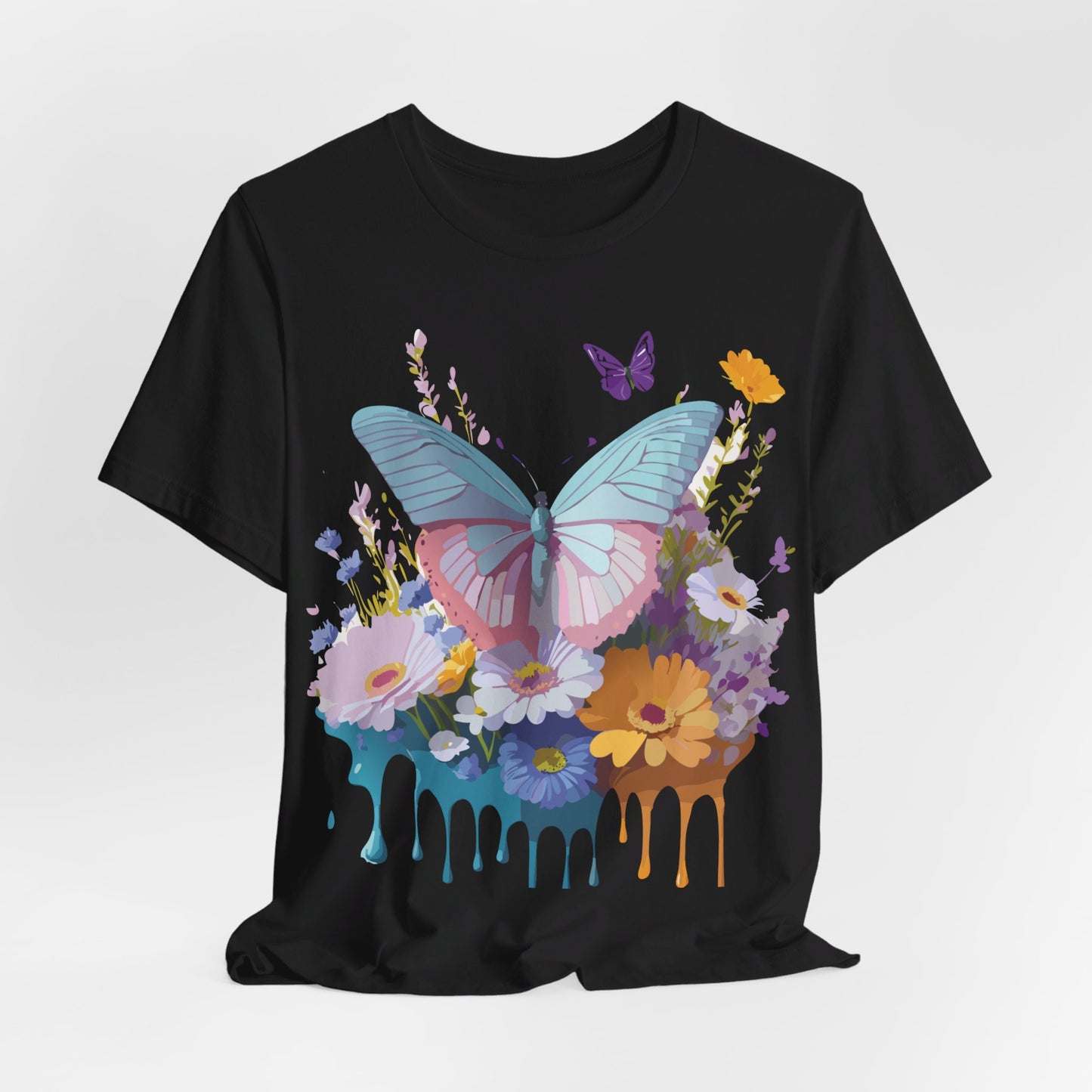 Natural Cotton Tee Shirt with Butterfly