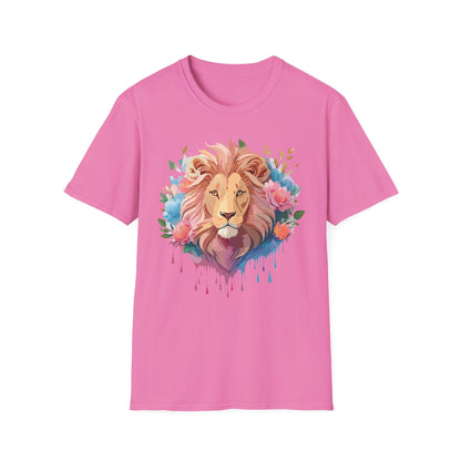 Lion Shirt Unisex Floral Lion Tee 100 Percent Cotton Softstyle Gildan 64000