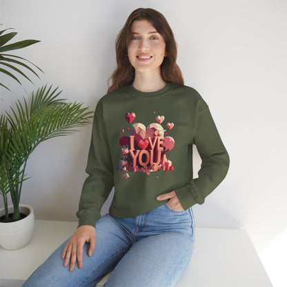 Unisex Heart Love Sweatshirt Floral Valentines Day Cotton Poly Fifty Fifty Blend