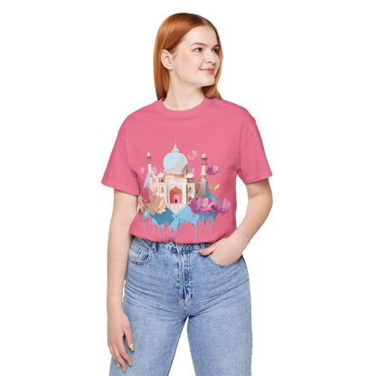 Natural Cotton Tee Shirt - Taj Mahal, India Printify