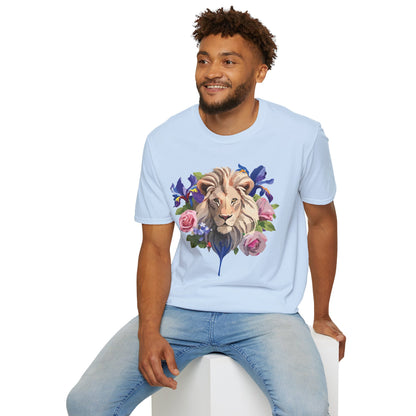 Unisex Lion Shirt Floral Lion Tee Softstyle Gildan 64000 100 Percent Cotton