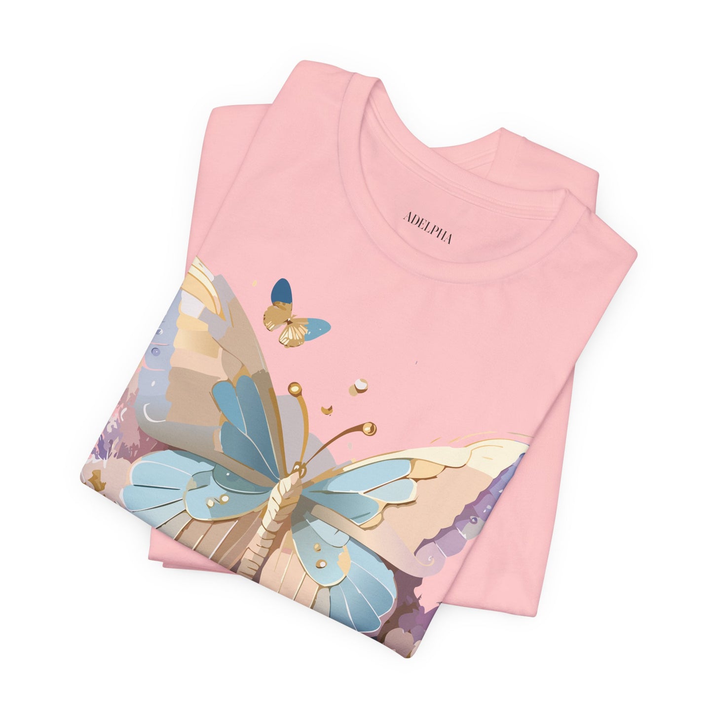 Natural Cotton Tee Shirt with Butterfly