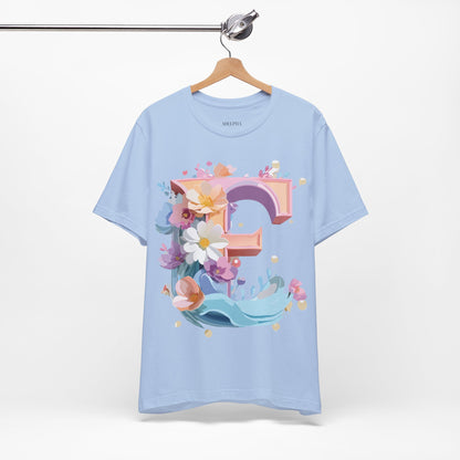 Natural Cotton Tee Shirt - Letters Collection - E Printify