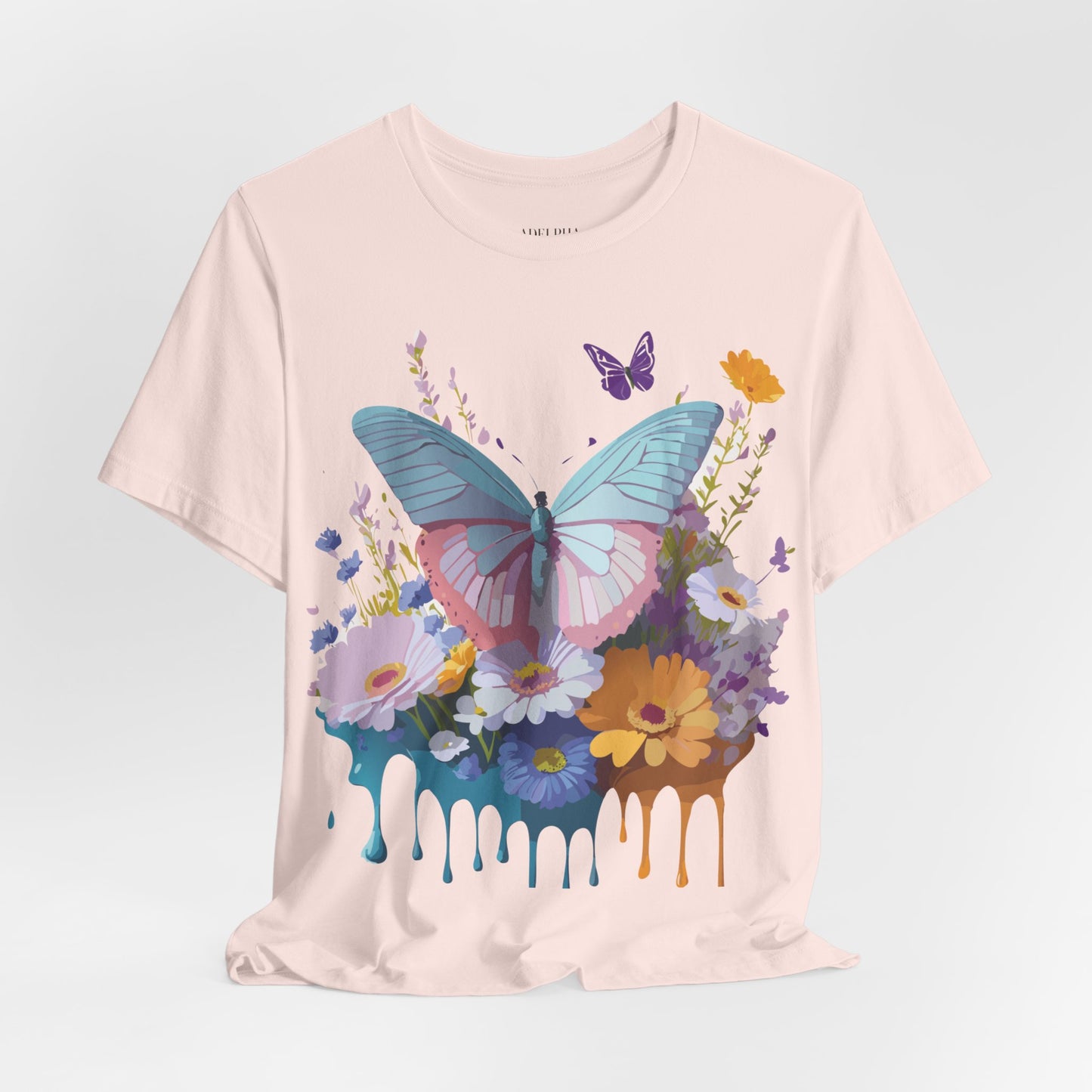 Natural Cotton Tee Shirt with Butterfly