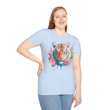 Tiger Print Unisex Softstyle T Shirt Short Sleeve Gildan 64000 Tee