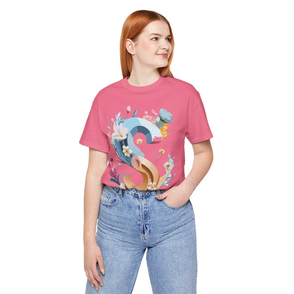 Natural Cotton Tee Shirt - Letters Collection - S Printify