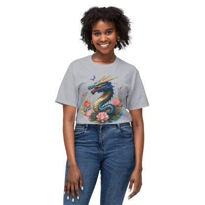 Unisex Dragon T Shirt With Art Print Floral Vintage Dragon Tee