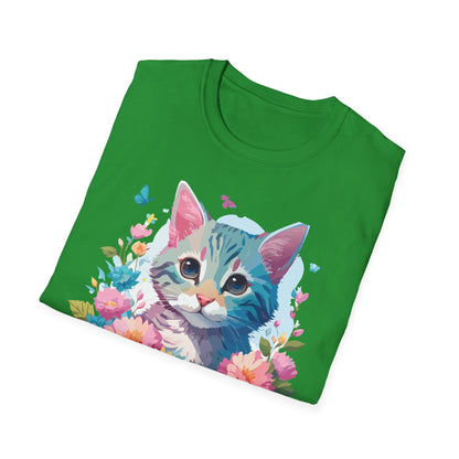 Cat Shirt Unisex Tee Kitten Cat Tee Softstyle 100 Percent Cotton Gildan 64000