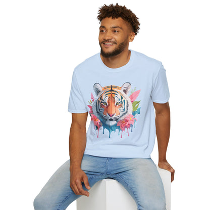 Tiger Print Unisex Softstyle T Shirt Short Sleeve Gildan 64000 Tee