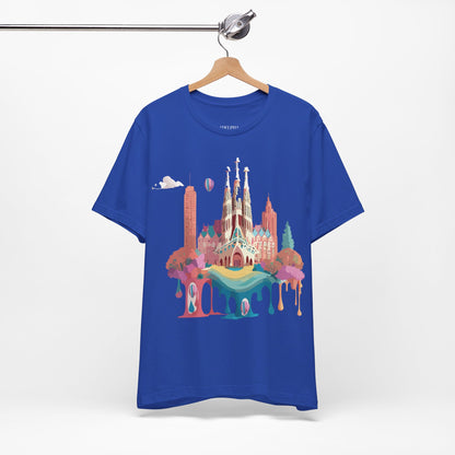 Natural Cotton Tee Shirt - Beautiful Places Collection - Barcelona Printify