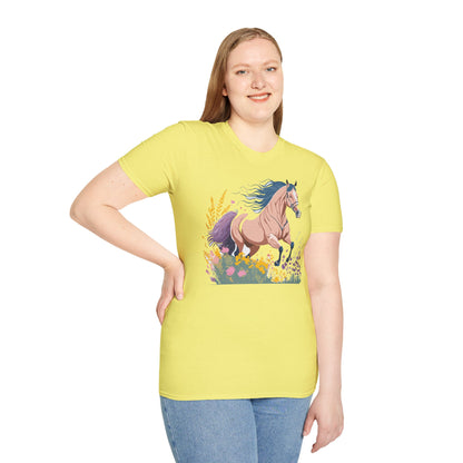 Unisex Horse Shirt With Animal Design Gildan Softstyle 64000 Tee