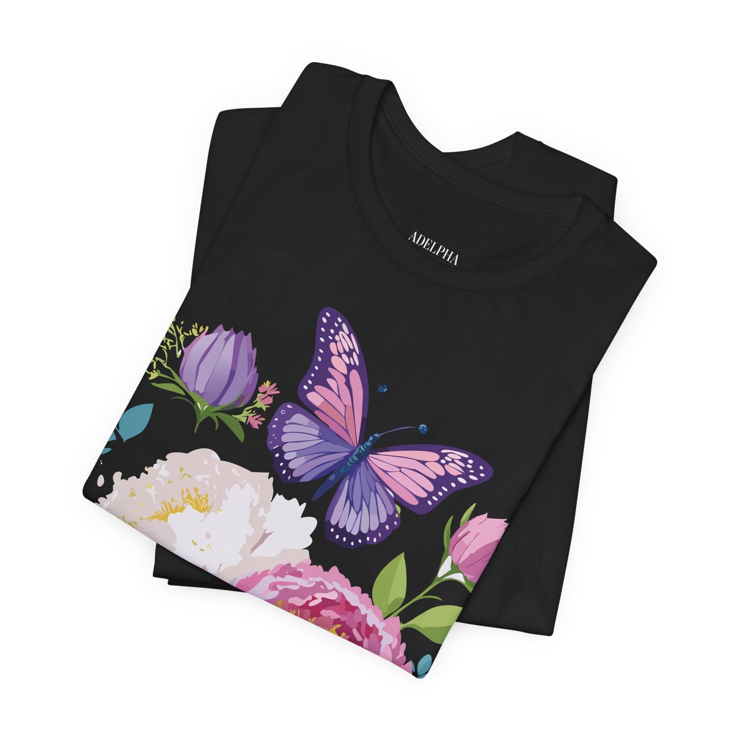 T-shirt en coton naturel avec fleurs