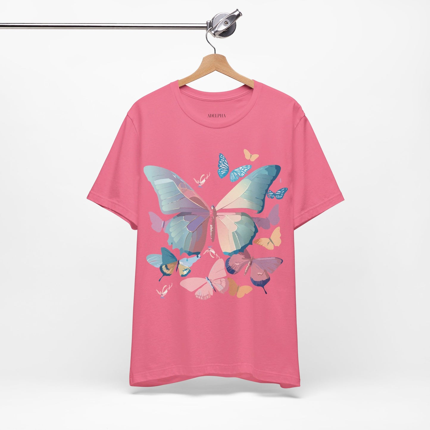 Natural Cotton Tee Shirt with Butterfly