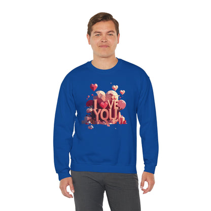 Unisex Heart Love Sweatshirt Floral Valentines Day Cotton Poly Fifty Fifty Blend
