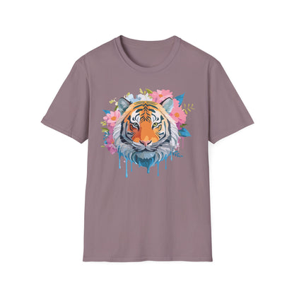 Tiger Print Shirt Unisex Short Sleeve Tee Gildan Softstyle 64000