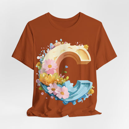 Natural Cotton Tee Shirt - Letters Collection - C Printify
