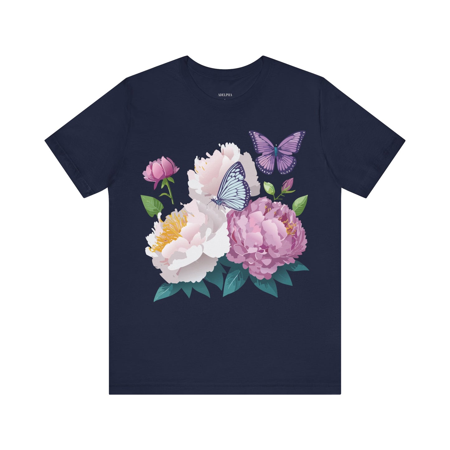 Natural Cotton Tee Shirt with Flowers