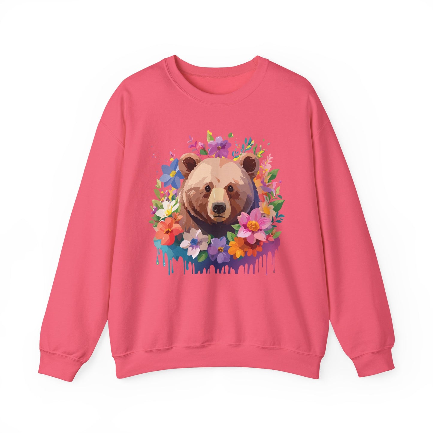 Unisex Floral Bear Sweatshirt, Animals Sweatshirt, Floral Sweatshirt, Art Design Sweatshirt