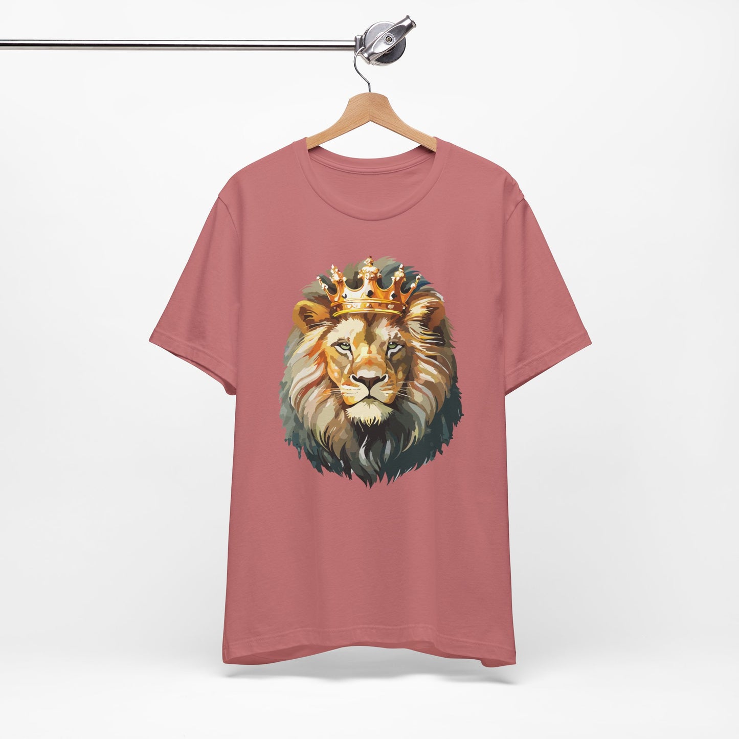 Lion with Crown Tee Unisex Cotton T-Shirt Regal King Lion Illustration, Wildlife Graphic Shirt - 1