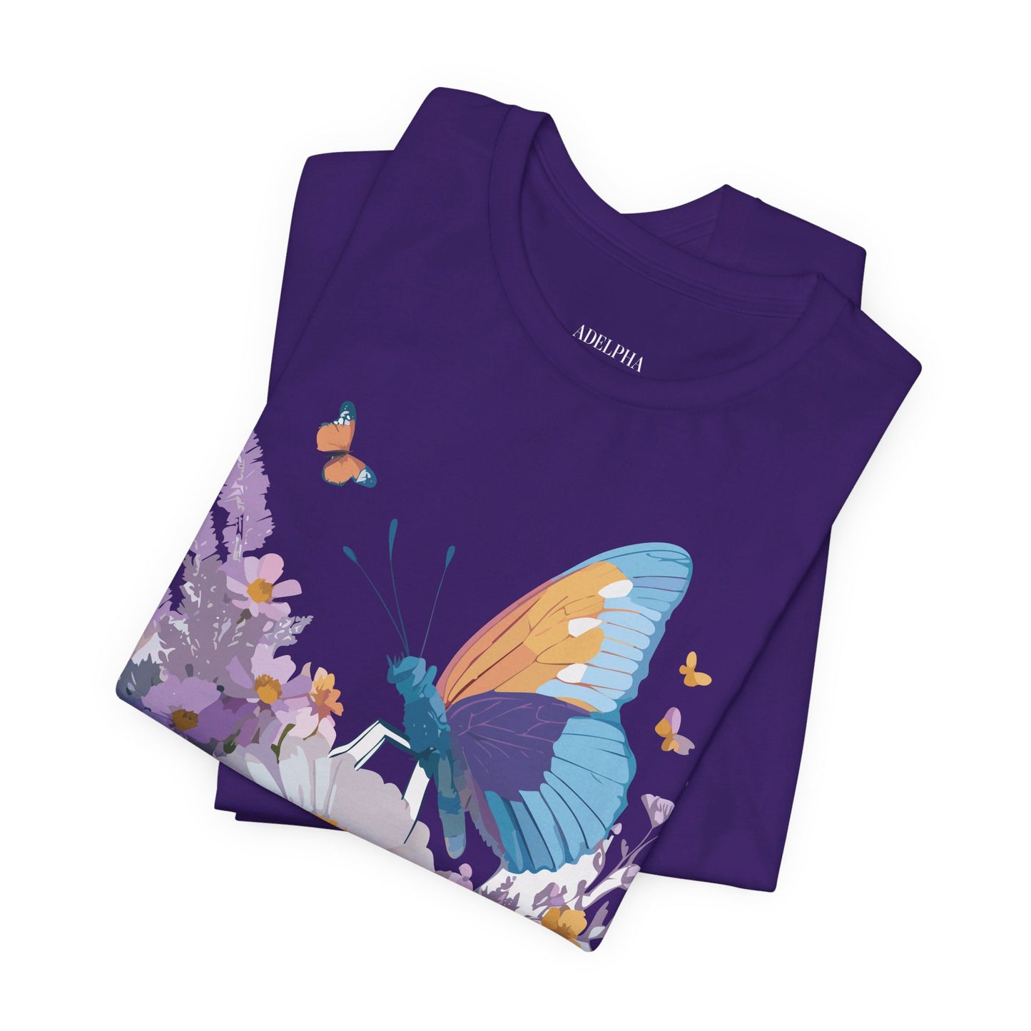 Natural Cotton Tee Shirt with Butterfly