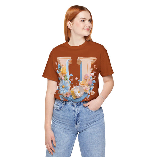 Natural Cotton Tee Shirt - Letters Collection - U Printify