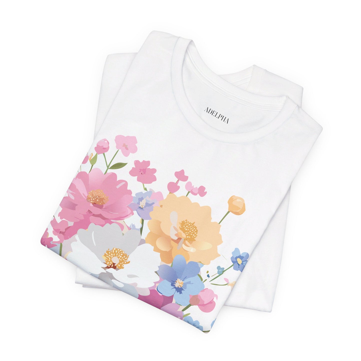 T-shirt en coton naturel avec fleurs