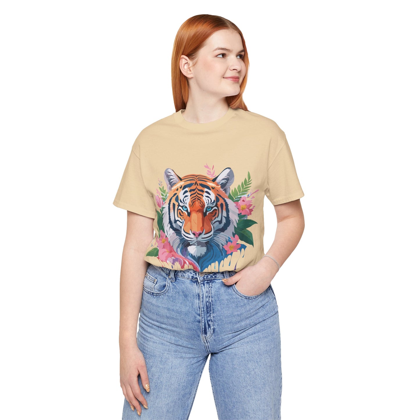 Natural Cotton Tee Shirt with Tiger