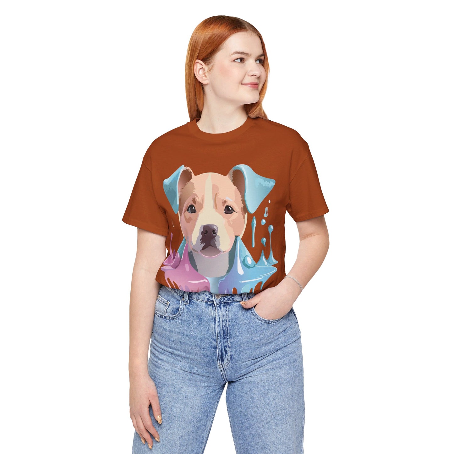 Natural Cotton Tee Shirt with Dog