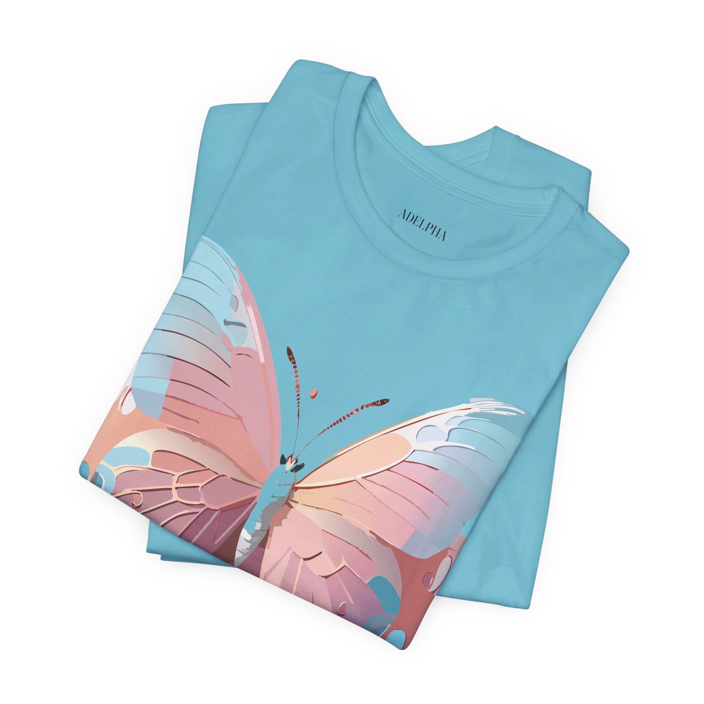 Natural Cotton Tee Shirt with Butterfly