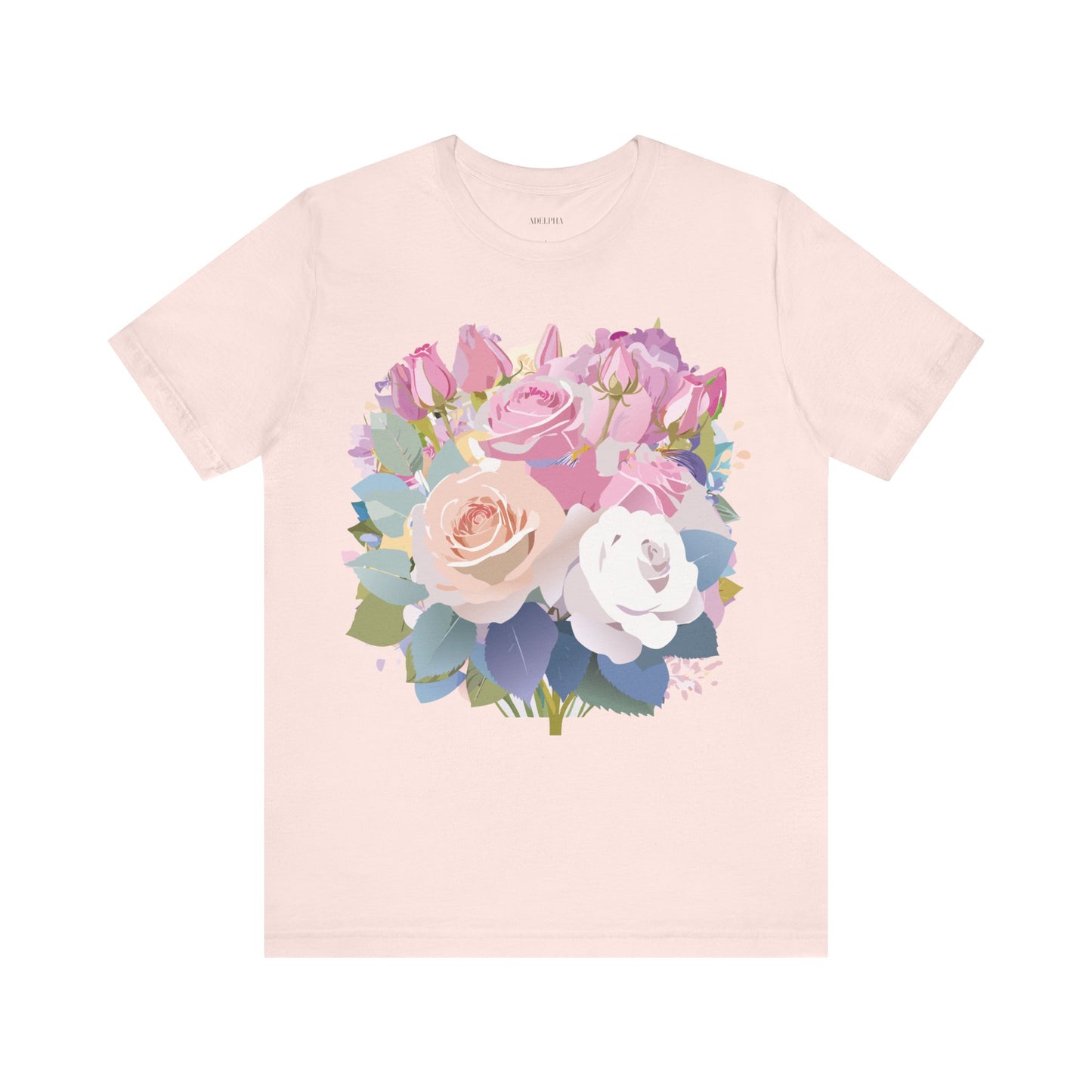 Natural Cotton Tee Shirt with Flowers