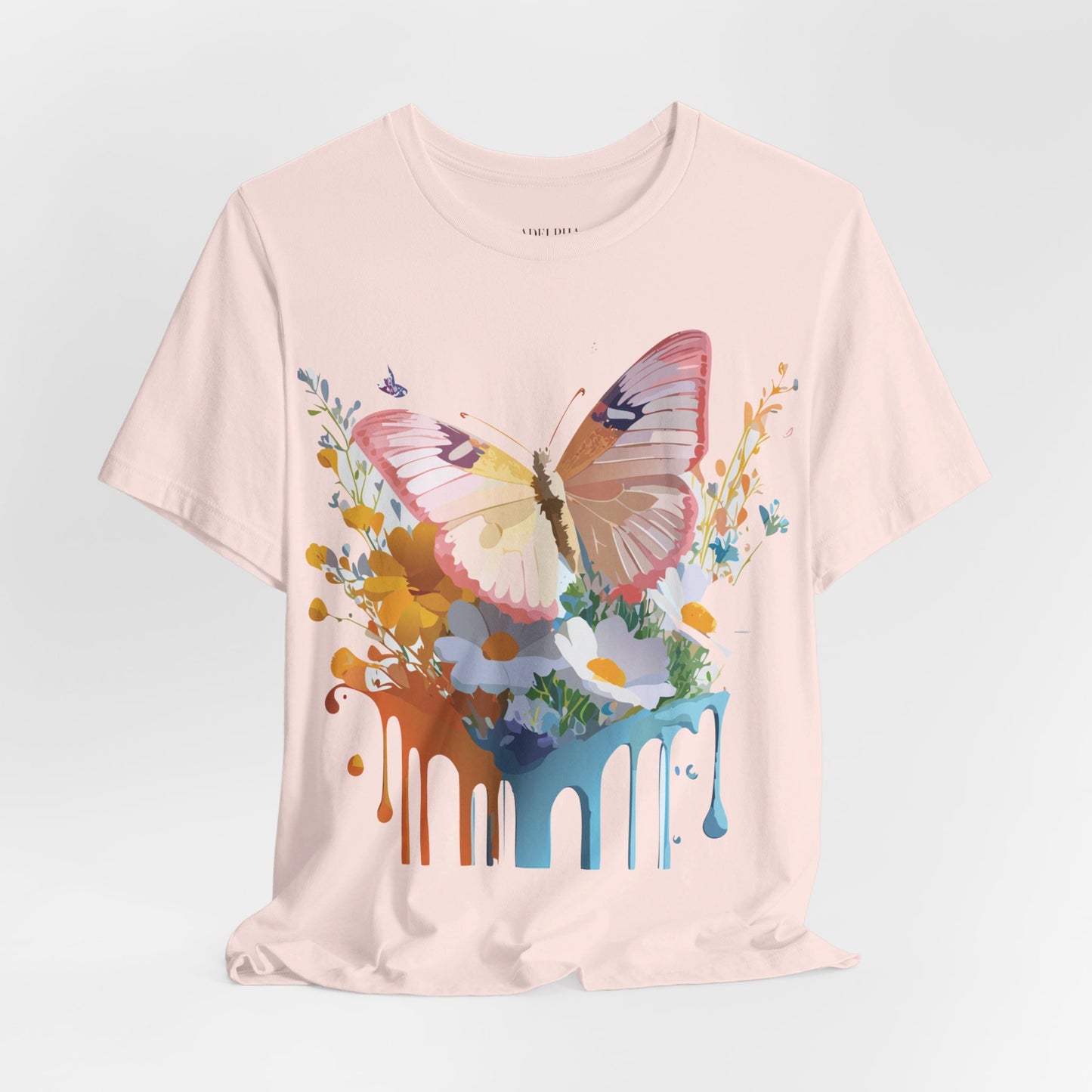 Natural Cotton Tee Shirt with Butterfly