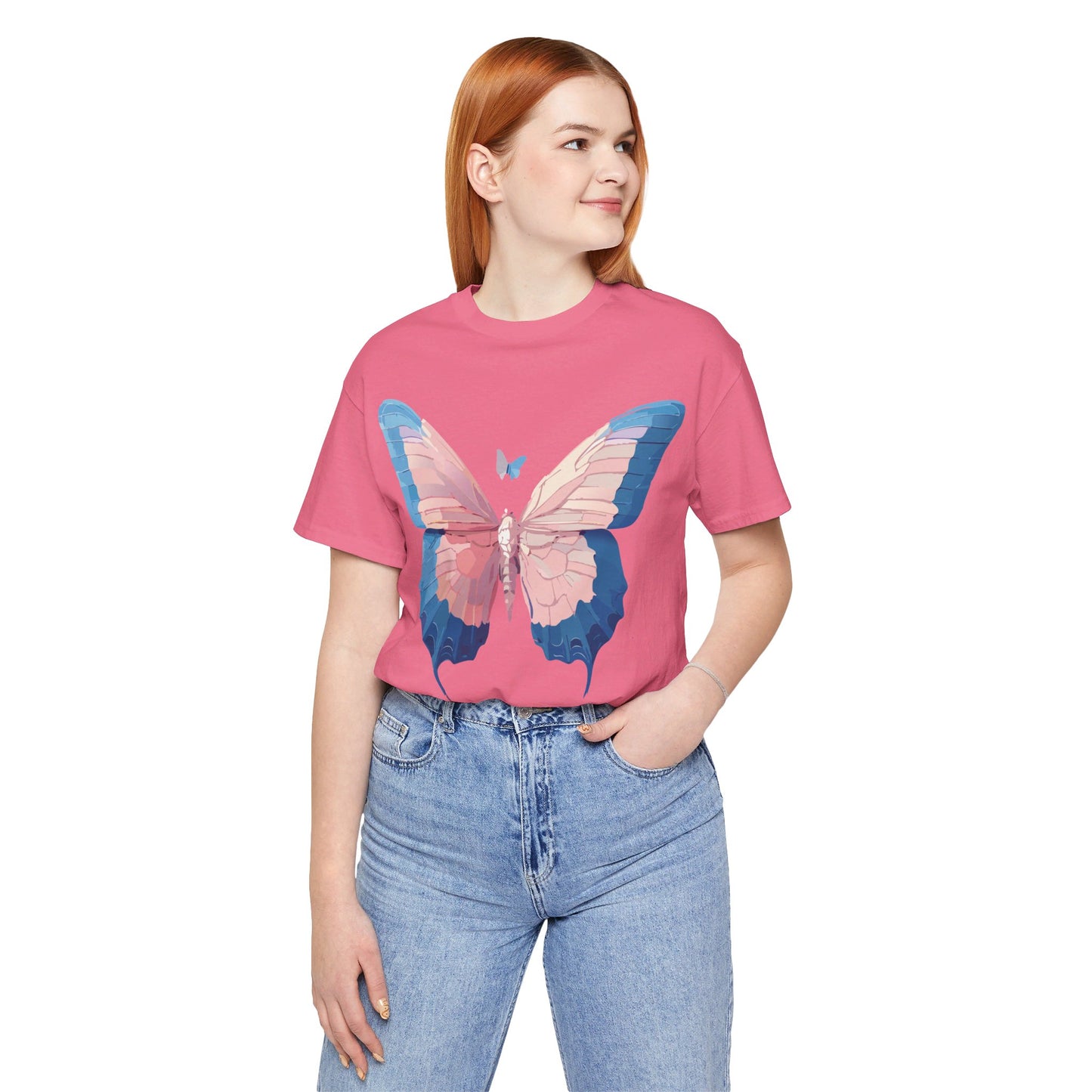 Natural Cotton Tee Shirt with Butterfly