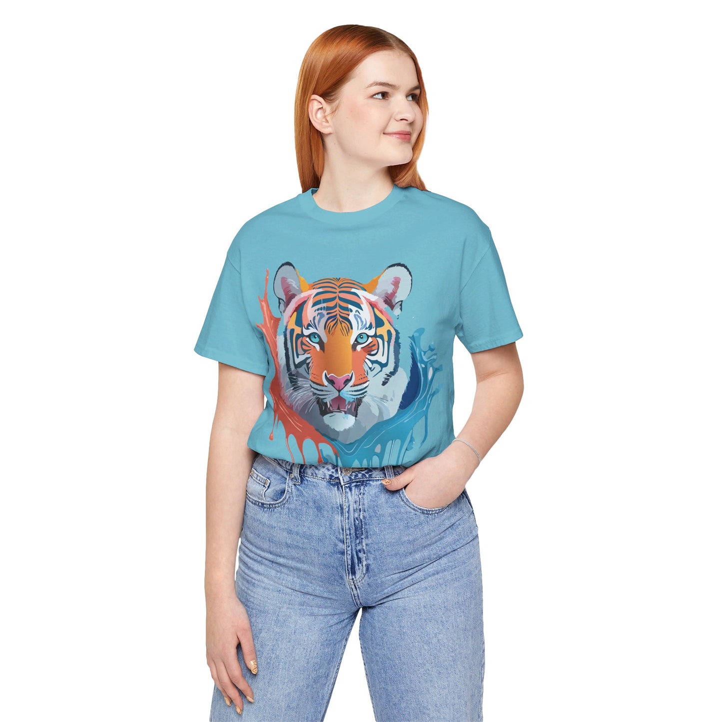 Natural Cotton Tee Shirt with Tiger