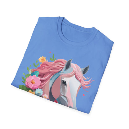 Unisex Horse Shirt Softstyle Cotton Tee With Animal Print Design