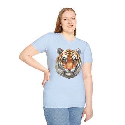 Tiger Print Unisex T Shirt Softstyle 64000 Gildan Ring Spun Cotton Tee