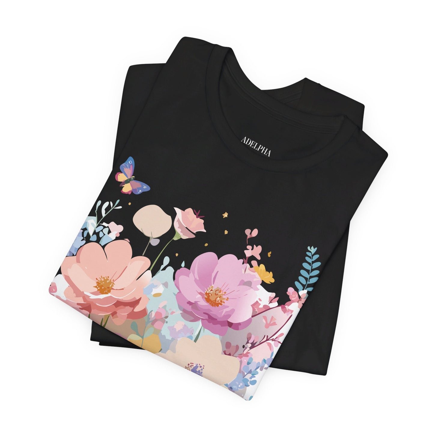 T-shirt en coton naturel avec fleurs