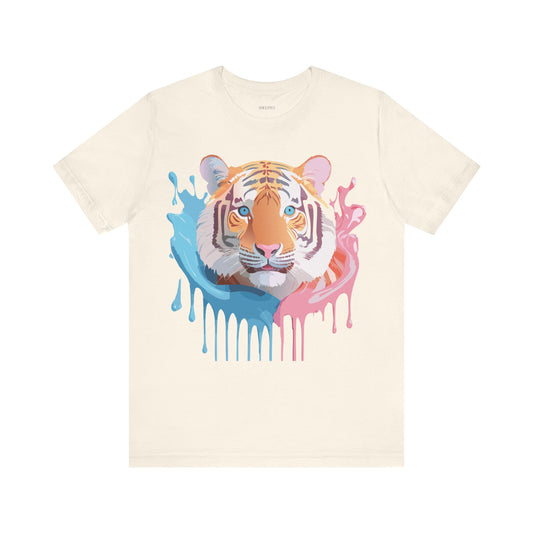 Natural Cotton Tee Shirt with Tiger