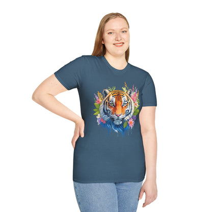 Tiger Print Unisex Gildan Softstyle Tee 64000 100 Percent Ring Spun Cotton