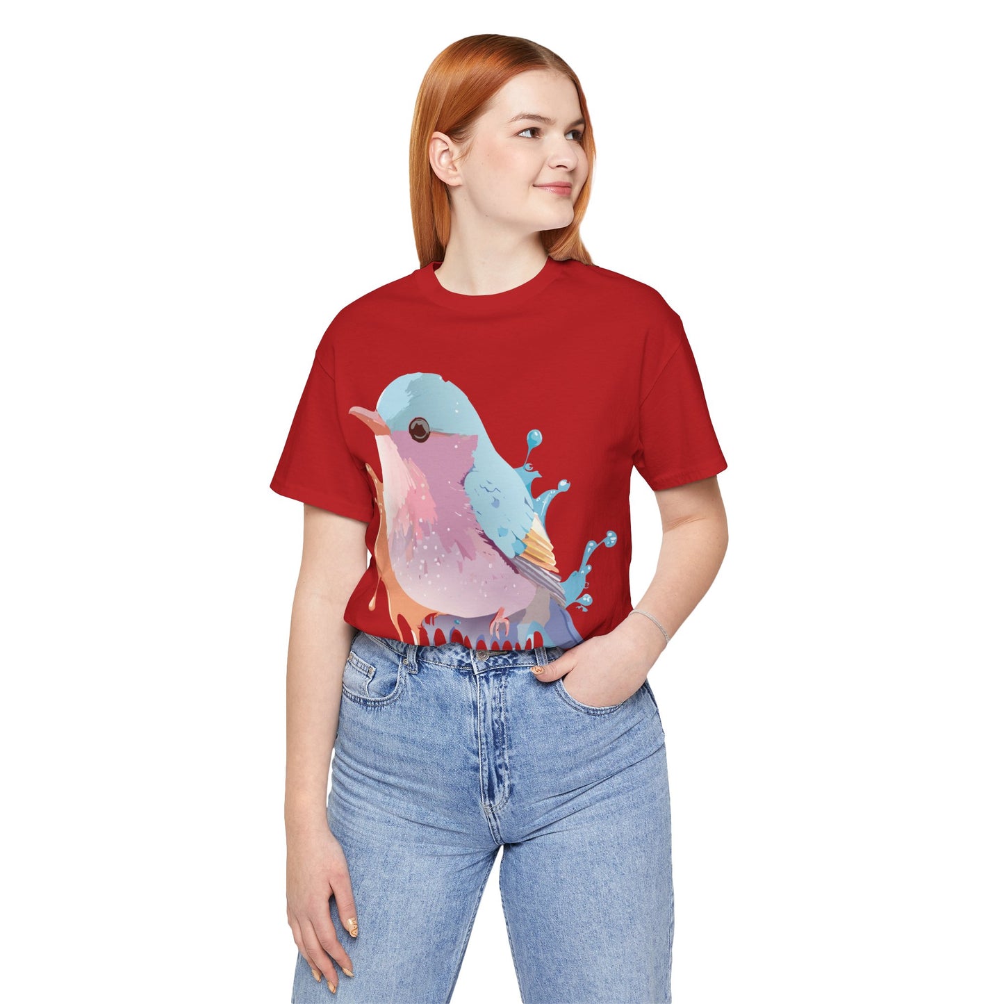 Natural Cotton Tee Shirt with Bird